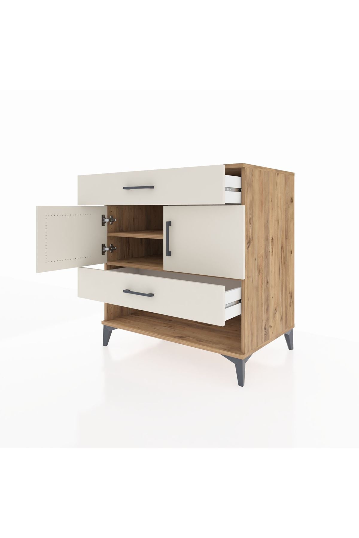 Kronos Şifonyer 2 Raflı 2 Çekmeceli 2 Kapaklı 88x59x96 Çam-Aytaşı