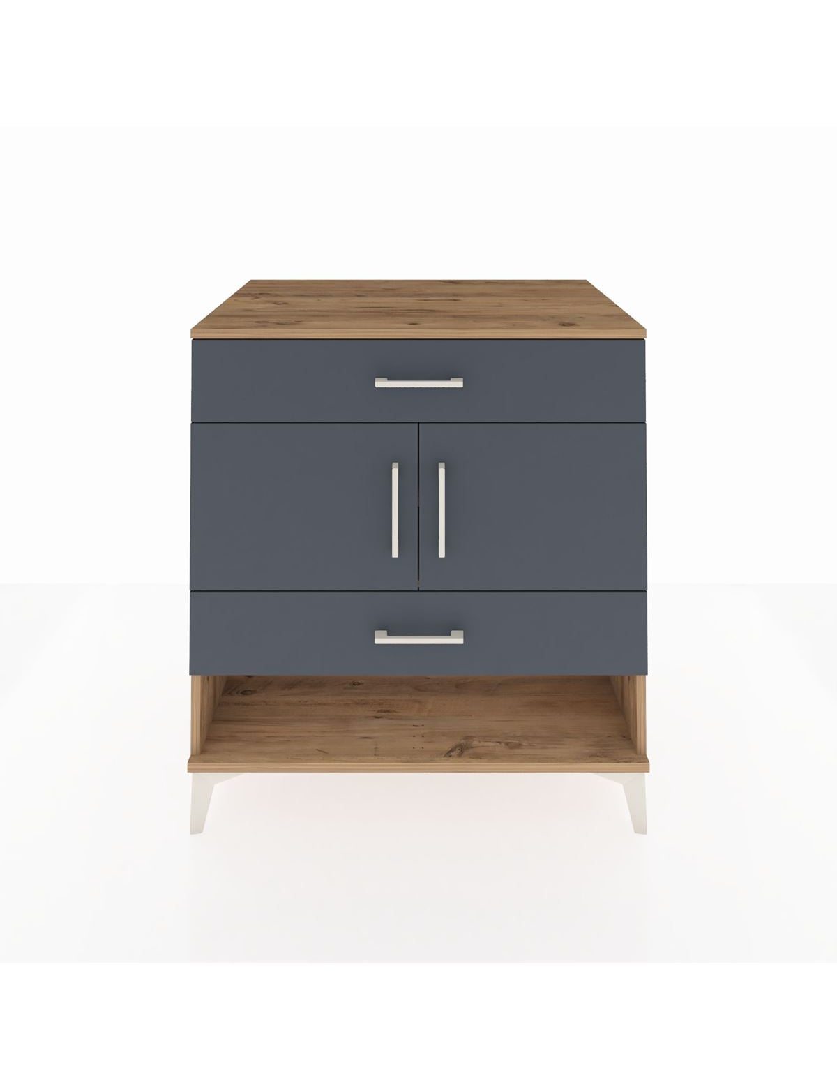 Kronos Şifonyer 2 Raflı 2 Çekmeceli 2 Kapaklı 88x59x96 Çam-Antrasit