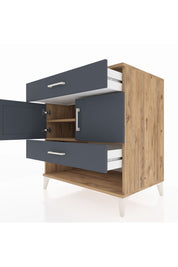 Kronos Şifonyer 2 Raflı 2 Çekmeceli 2 Kapaklı 88x59x96 Çam-Antrasit