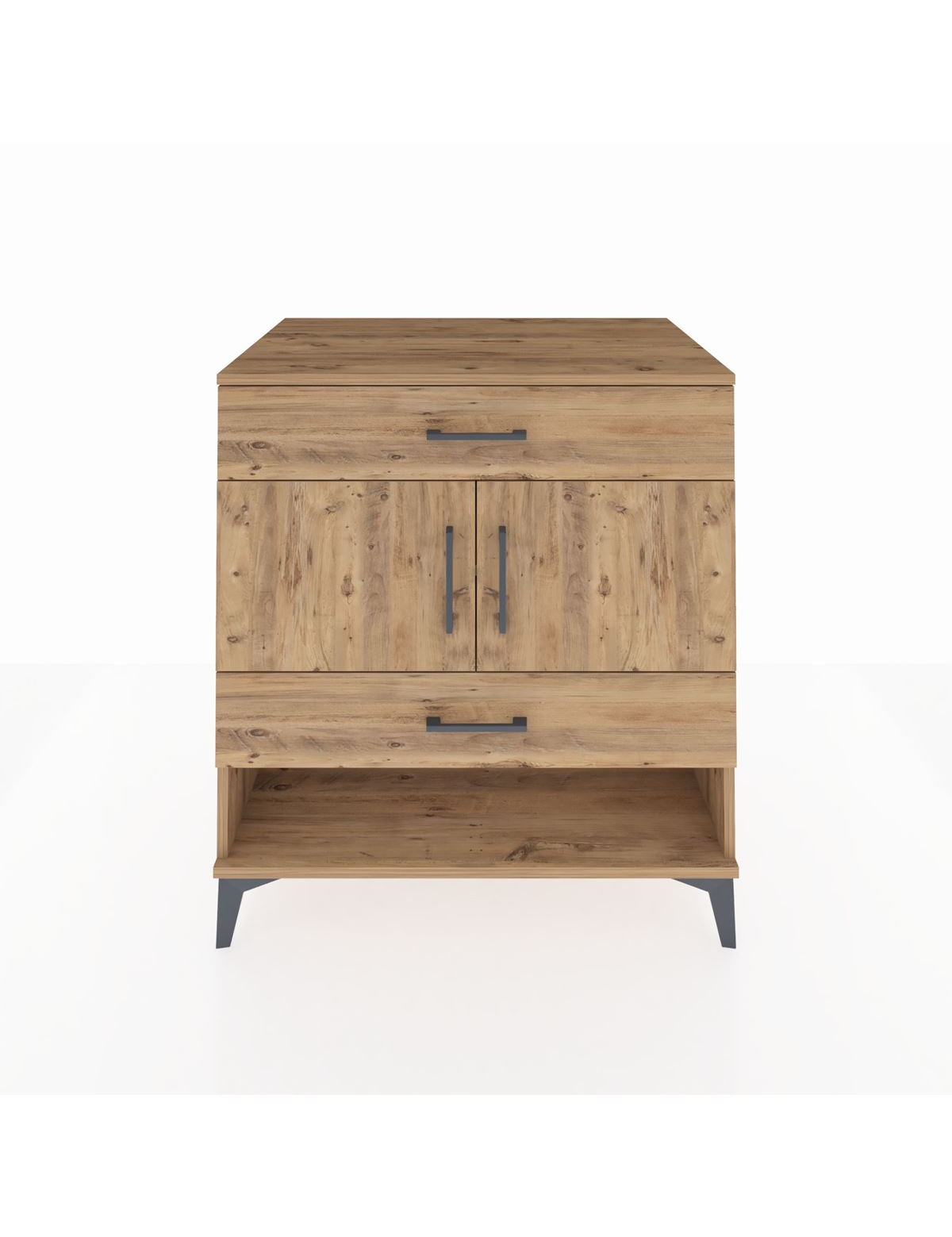 Kronos Şifonyer 2 Raflı 2 Çekmeceli 2 Kapaklı 88x59x96 Çam-Çam