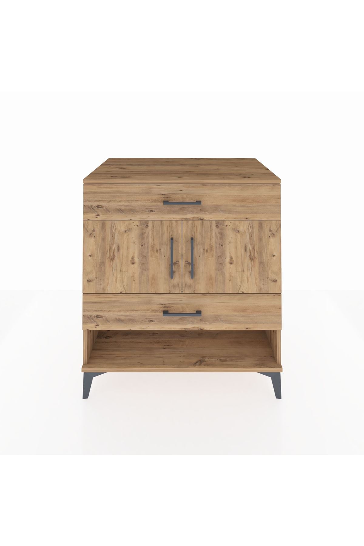 Kronos Şifonyer 2 Raflı 2 Çekmeceli 2 Kapaklı 88x59x96 Çam-Çam