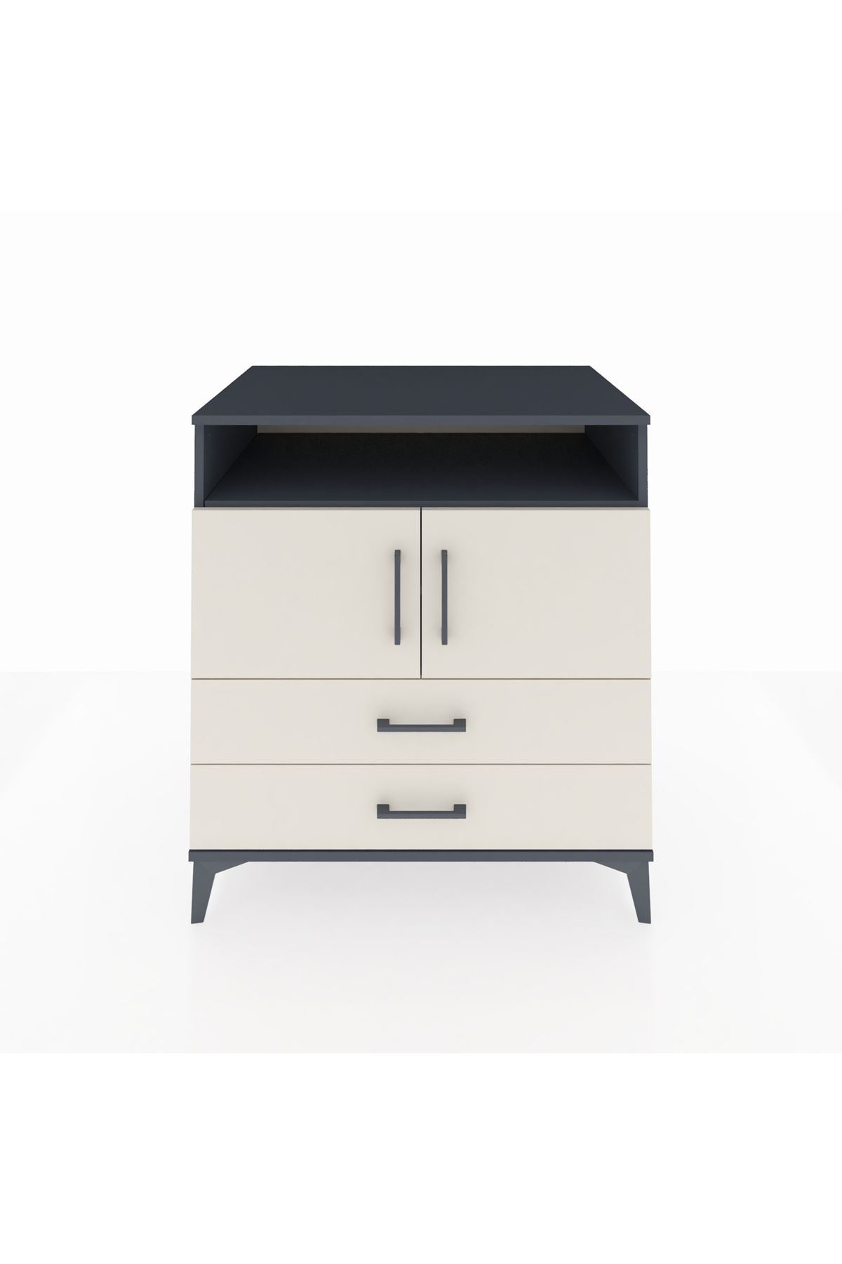 Kronos Şifonyer 3 Raflı 2 Çekmeceli 2 Kapaklı 88x59x96 Antrasit-Aytaşı