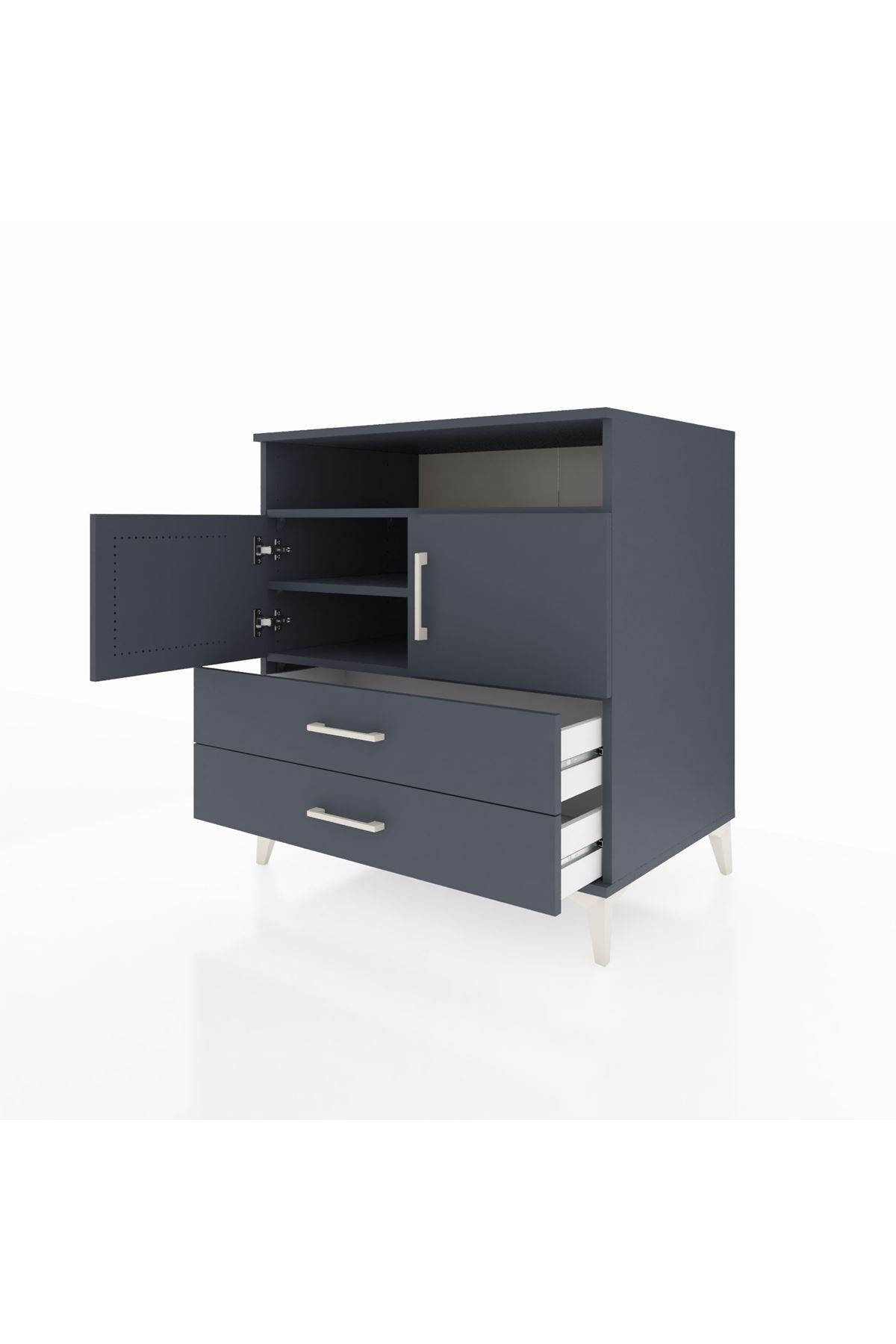 Kronos Şifonyer 3 Raflı 2 Çekmeceli 2 Kapaklı 88x59x96 Antrasit-Antrasit