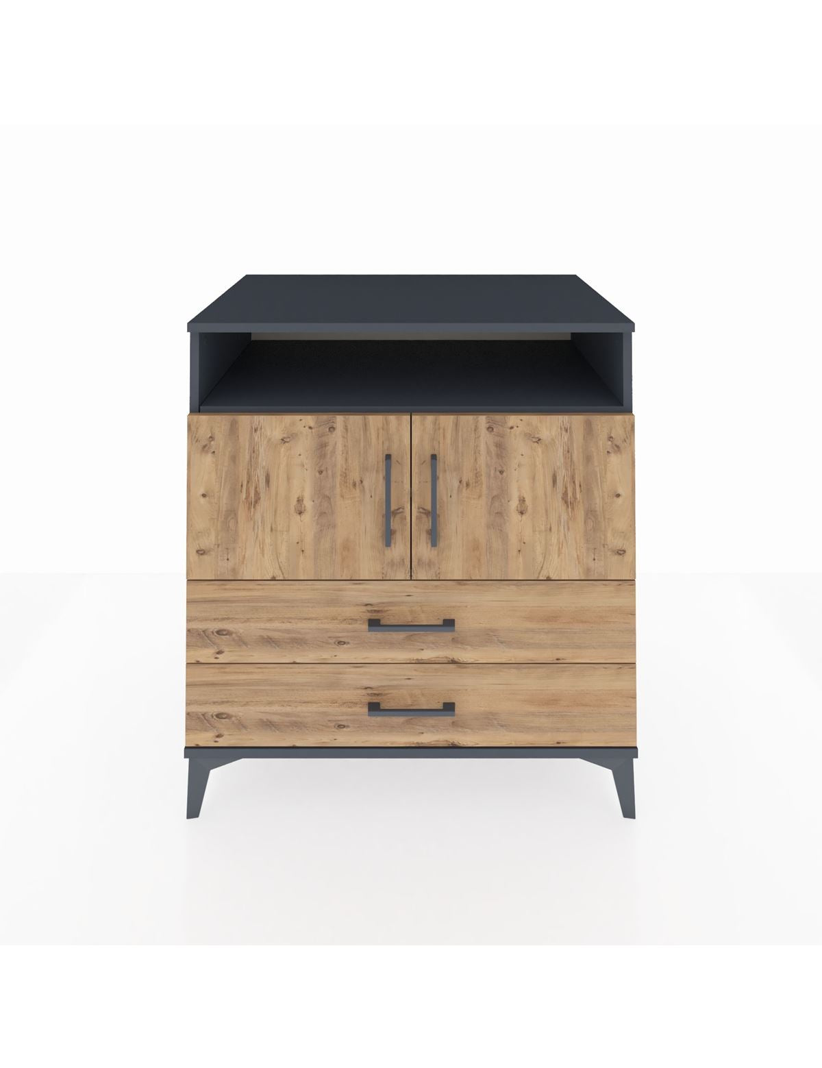 Kronos Şifonyer 3 Raflı 2 Çekmeceli 2 Kapaklı 88x59x96 Antrasit-Çam