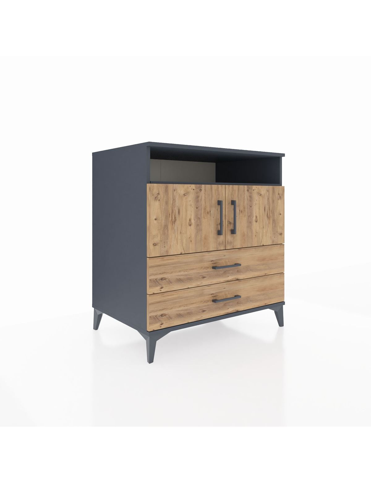 Kronos Şifonyer 3 Raflı 2 Çekmeceli 2 Kapaklı 88x59x96 Antrasit-Çam