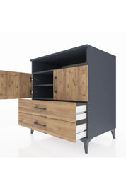 Kronos Şifonyer 3 Raflı 2 Çekmeceli 2 Kapaklı 88x59x96 Antrasit-Çam