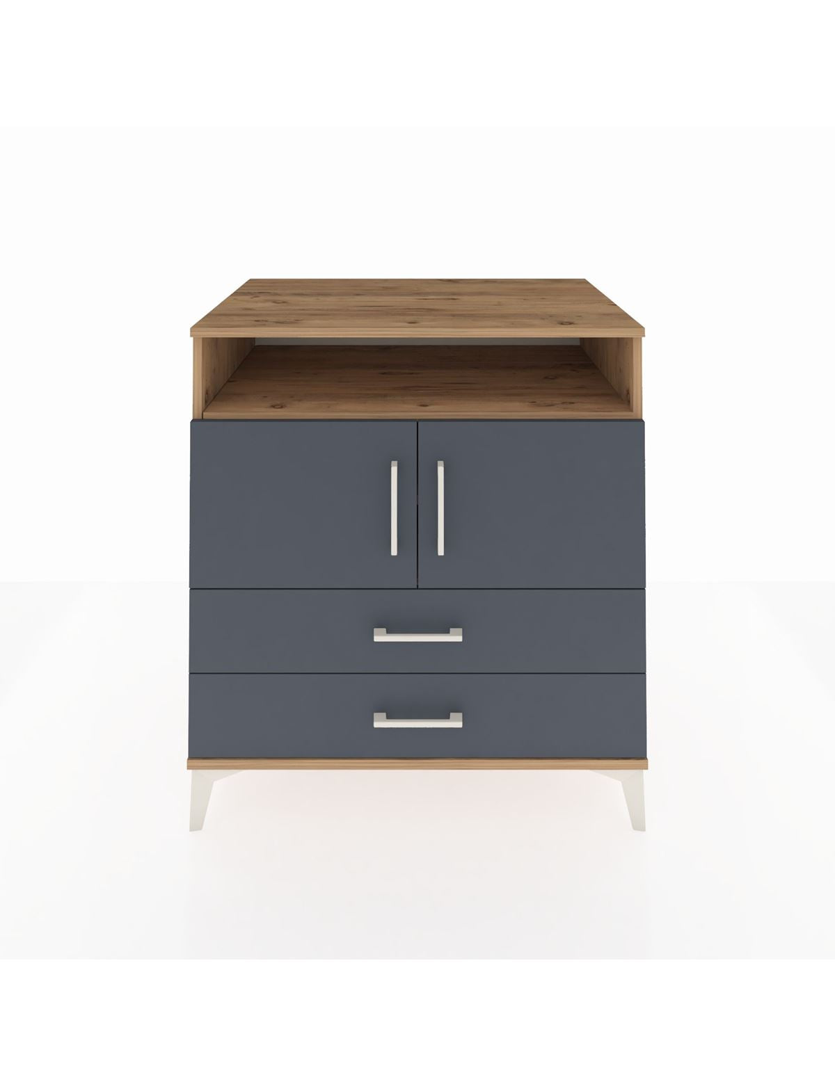 Kronos Şifonyer 3 Raflı 2 Çekmeceli 2 Kapaklı 88x59x96 Çam-Antrasit