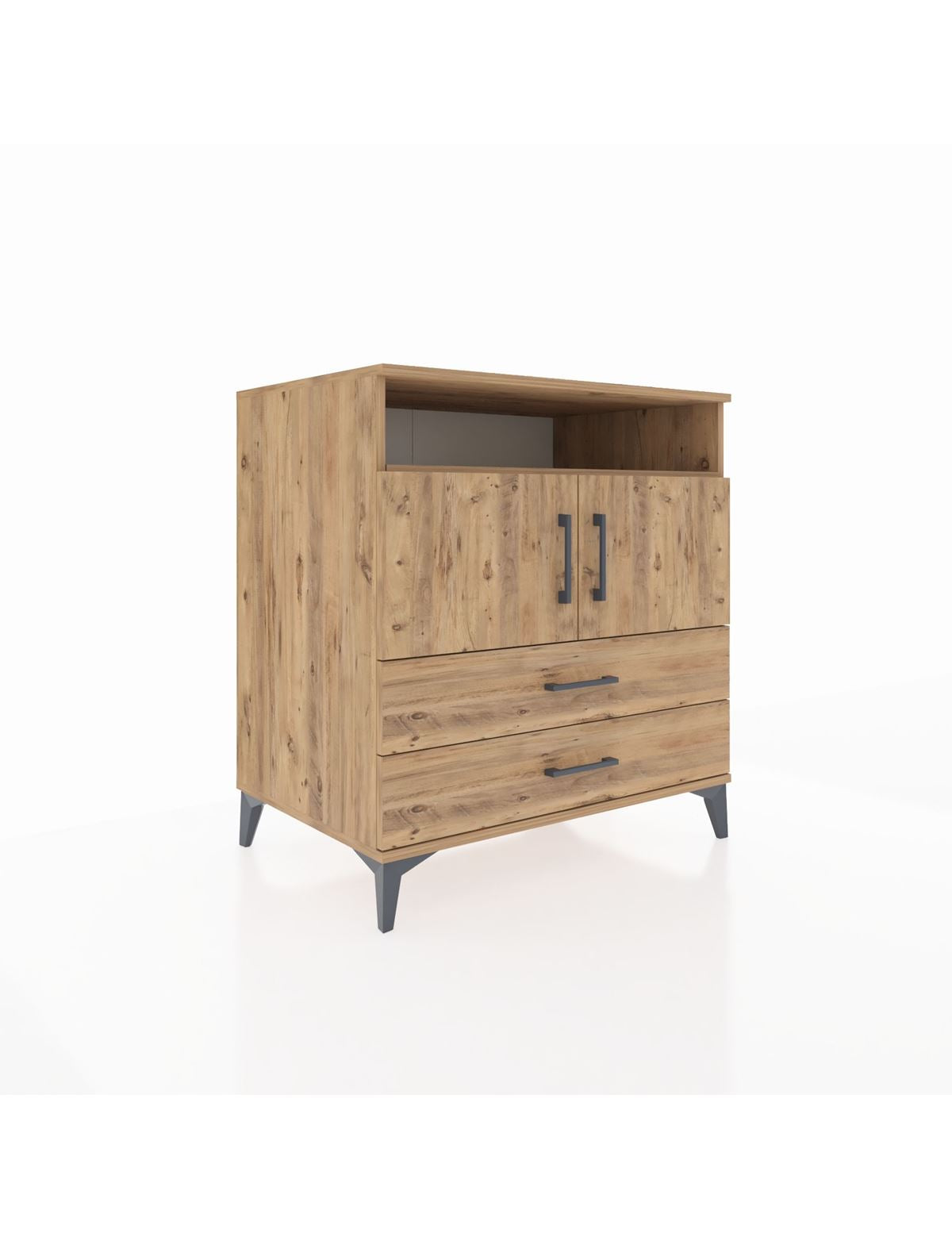 Kronos Şifonyer 3 Raflı 2 Çekmeceli 2 Kapaklı 88x59x96 Çam-Çam