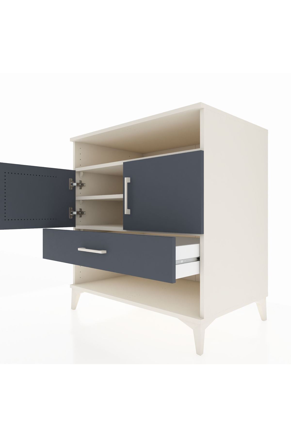 Kronos Şifonyer 3 Raflı Tek Çekmeceli 2 Kapaklı 88x59x96 Aytaşı-Antrasit