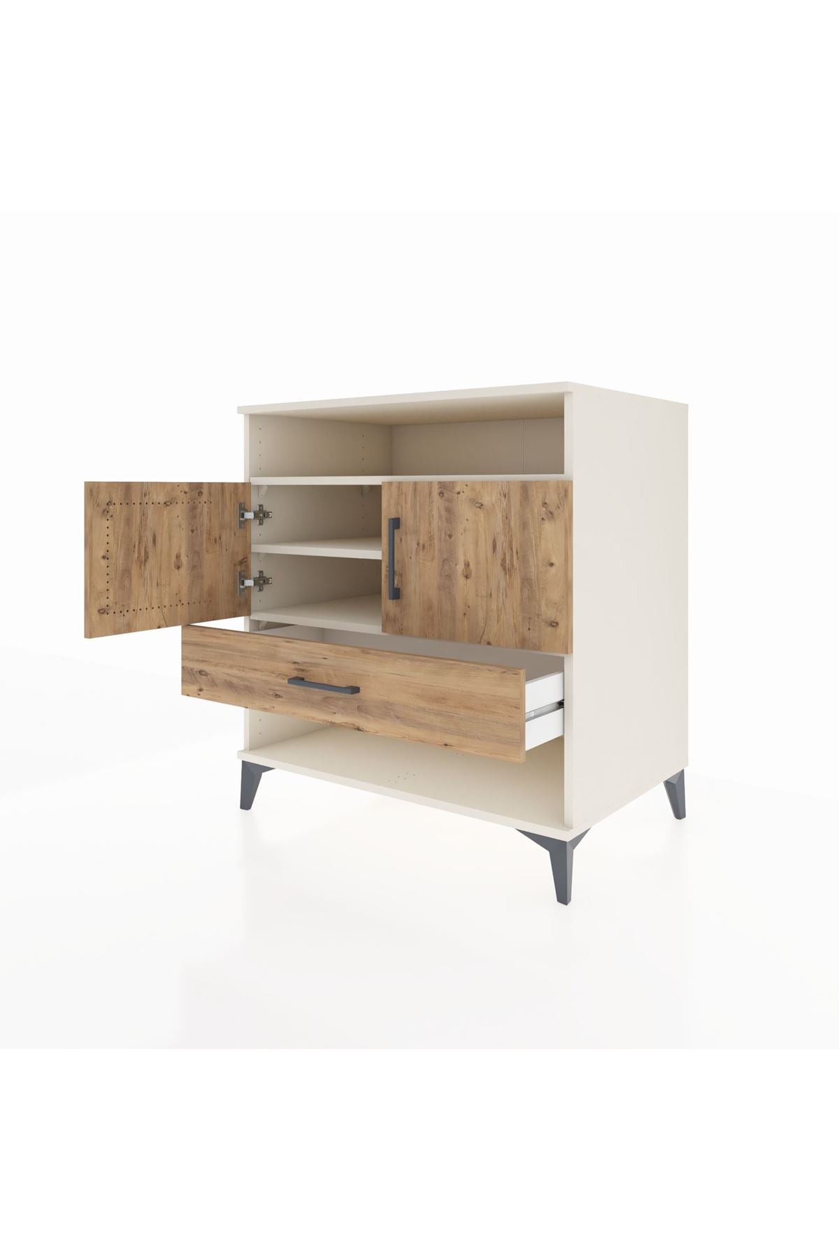 Kronos Şifonyer 3 Raflı Tek Çekmeceli 2 Kapaklı 88x59x96 Aytaşı-Çam