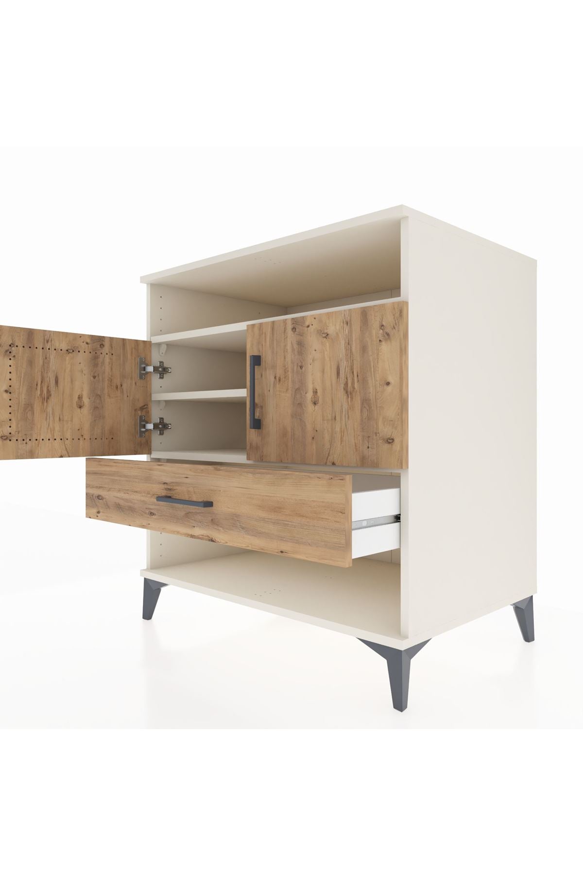 Kronos Şifonyer 3 Raflı Tek Çekmeceli 2 Kapaklı 88x59x96 Aytaşı-Çam