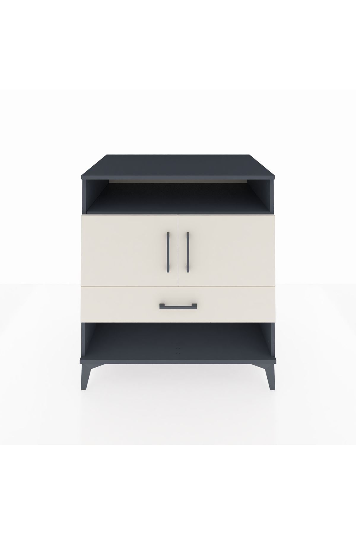 Kronos Şifonyer 3 Raflı Tek Çekmeceli 2 Kapaklı 88x59x96 Antrasit-Aytaşı