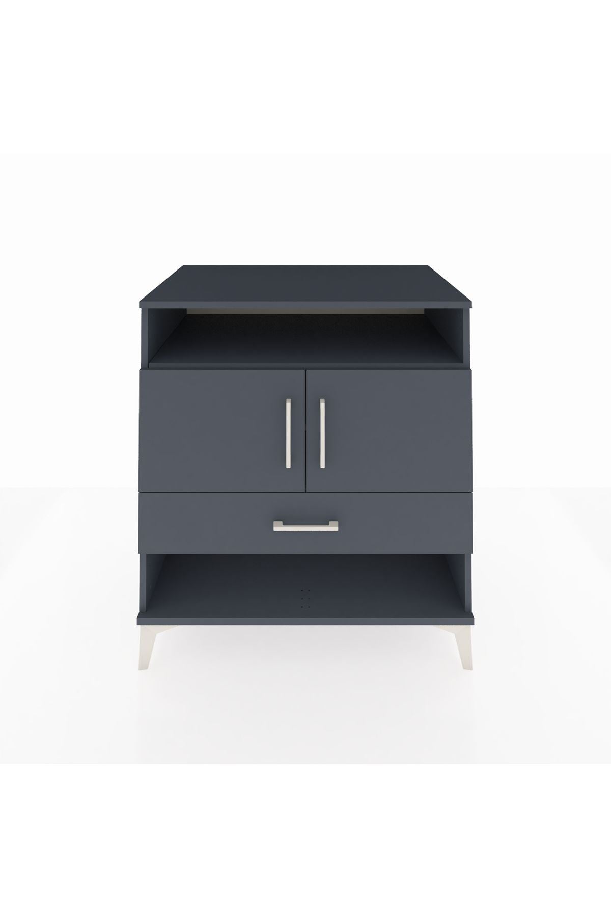 Kronos Şifonyer 3 Raflı Tek Çekmeceli 2 Kapaklı 88x59x96 Antrasit-Antrasit