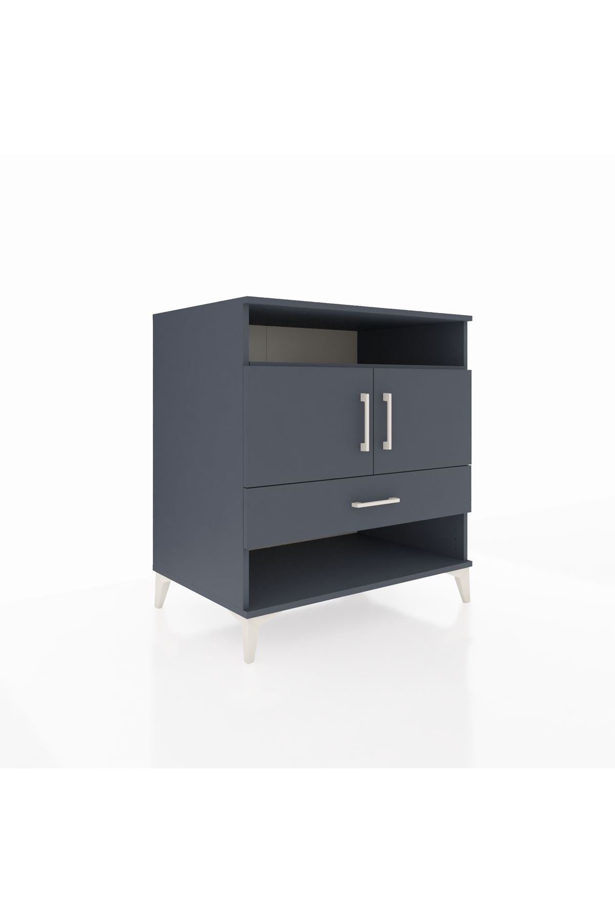 Kronos Şifonyer 3 Raflı Tek Çekmeceli 2 Kapaklı 88x59x96 Antrasit-Antrasit