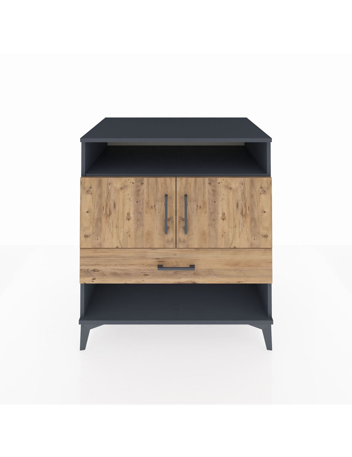 Kronos Şifonyer 3 Raflı Tek Çekmeceli 2 Kapaklı 88x59x96 Antrasit-Çam