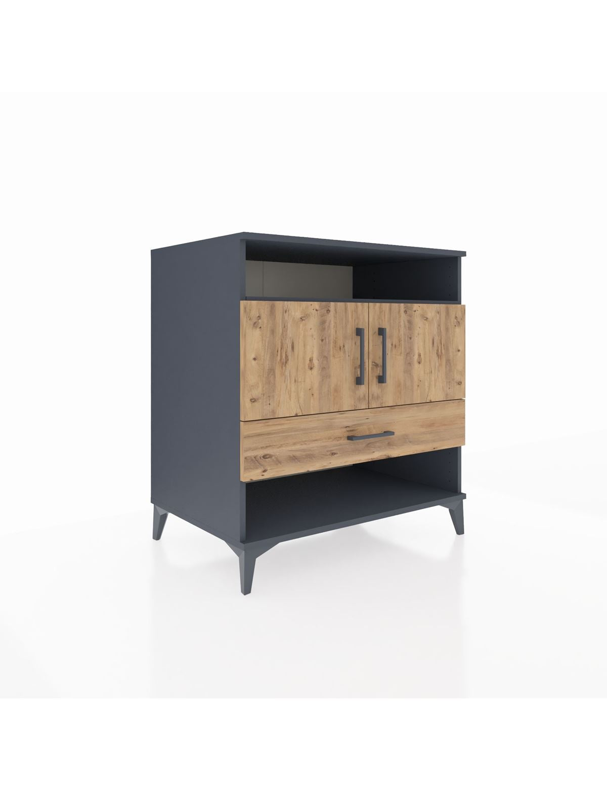 Kronos Şifonyer 3 Raflı Tek Çekmeceli 2 Kapaklı 88x59x96 Antrasit-Çam