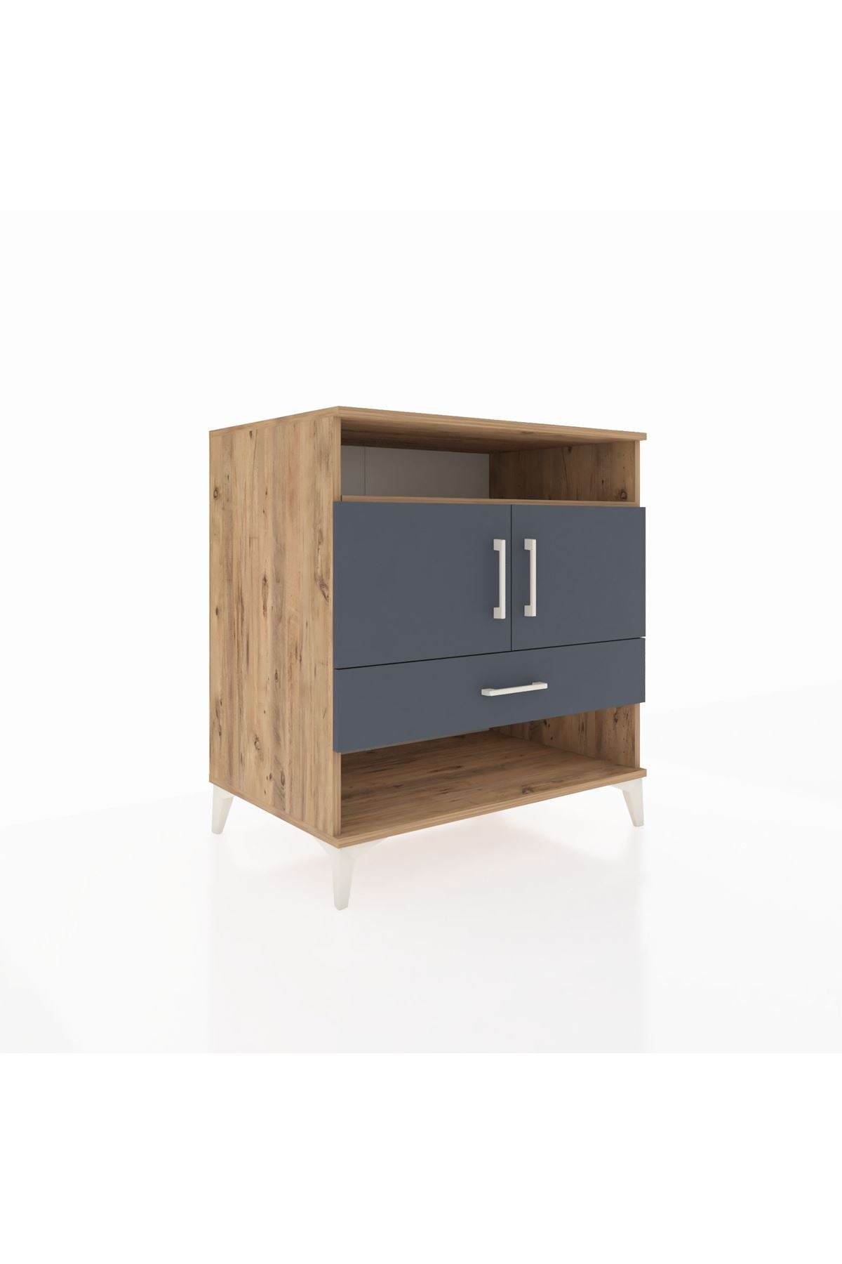 Kronos Şifonyer 3 Raflı Tek Çekmeceli 2 Kapaklı 88x59x96 Çam-Antrasit