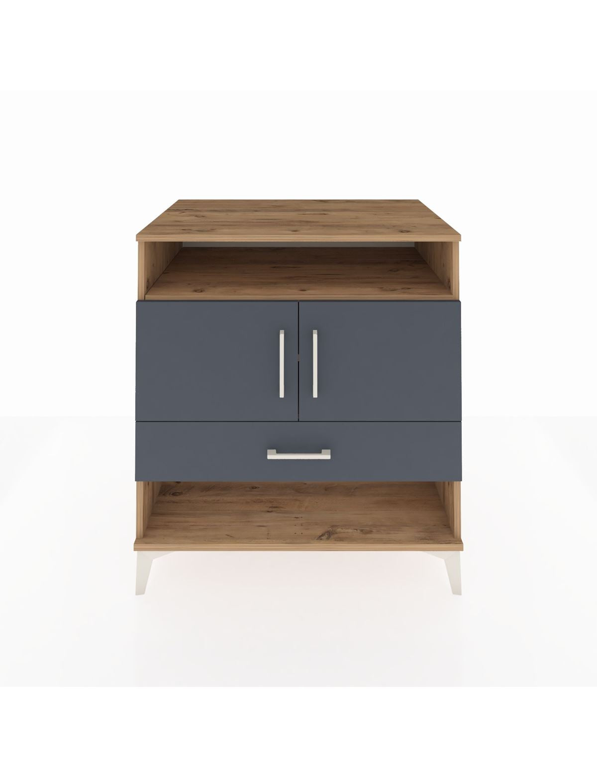 Kronos Şifonyer 3 Raflı Tek Çekmeceli 2 Kapaklı 88x59x96 Çam-Antrasit