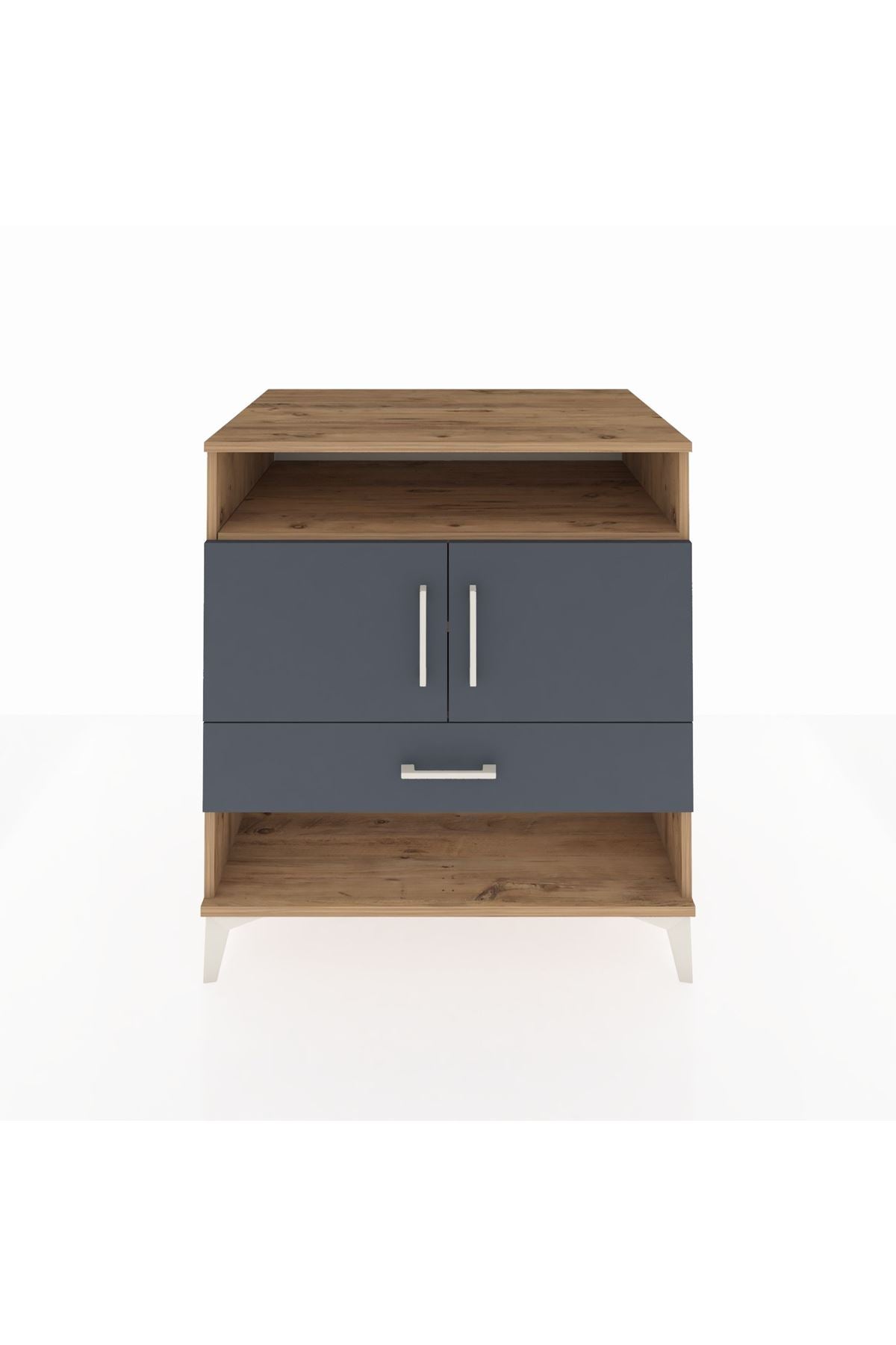 Kronos Şifonyer 3 Raflı Tek Çekmeceli 2 Kapaklı 88x59x96 Çam-Antrasit