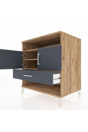 Kronos Şifonyer 3 Raflı Tek Çekmeceli 2 Kapaklı 88x59x96 Çam-Antrasit