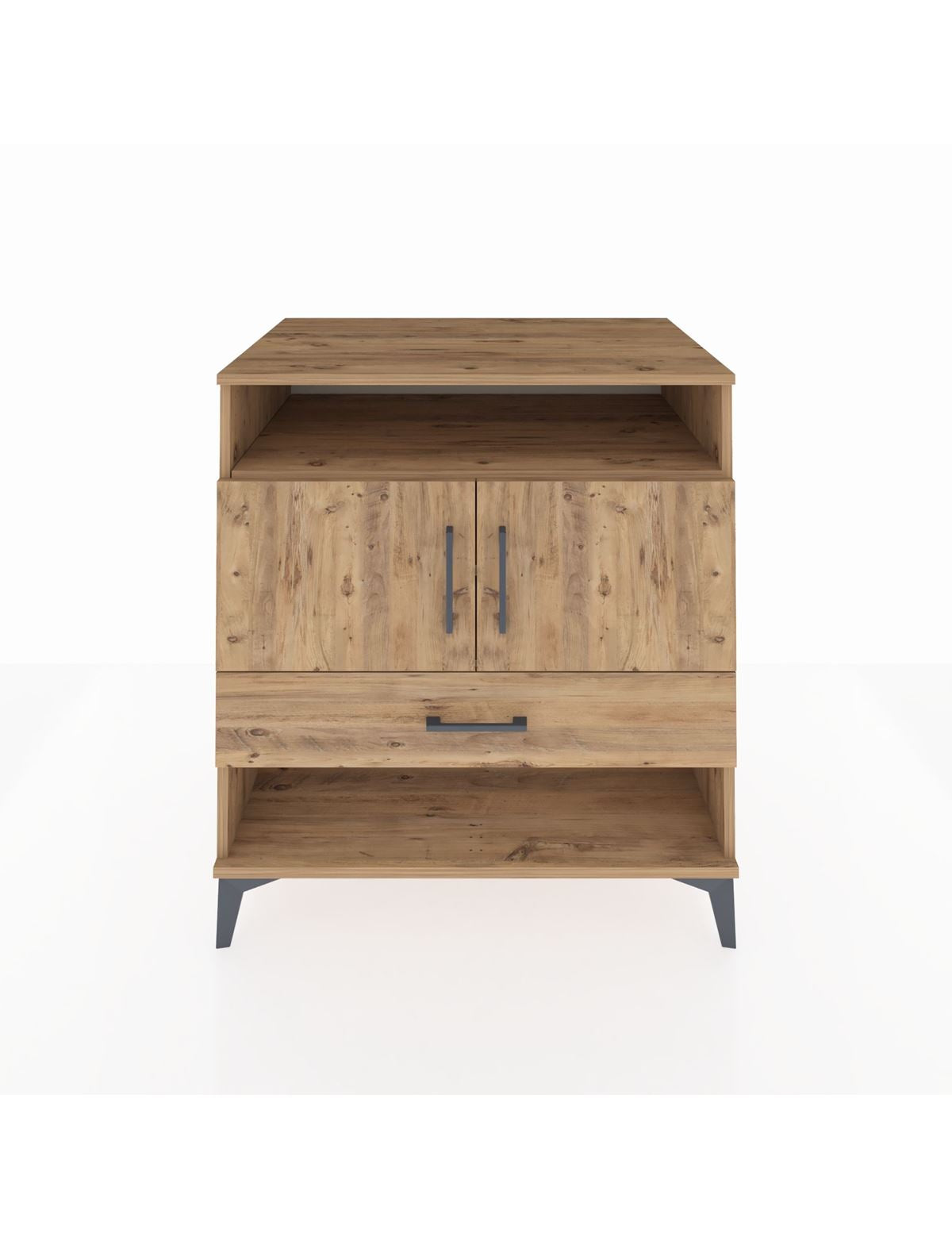 Kronos Şifonyer 3 Raflı Tek Çekmeceli 2 Kapaklı 88x59x96 Çam-Çam