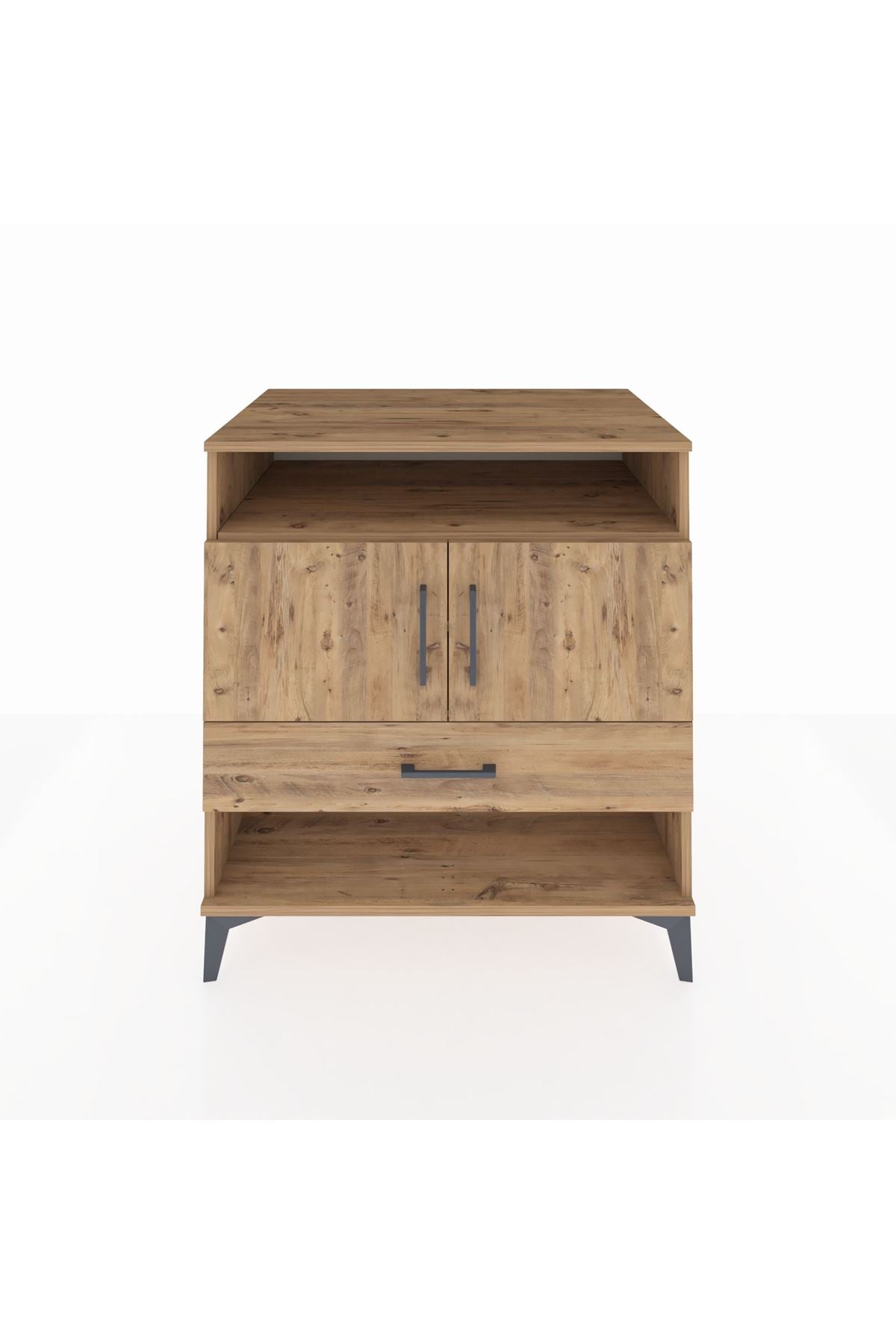 Kronos Şifonyer 3 Raflı Tek Çekmeceli 2 Kapaklı 88x59x96 Çam-Çam