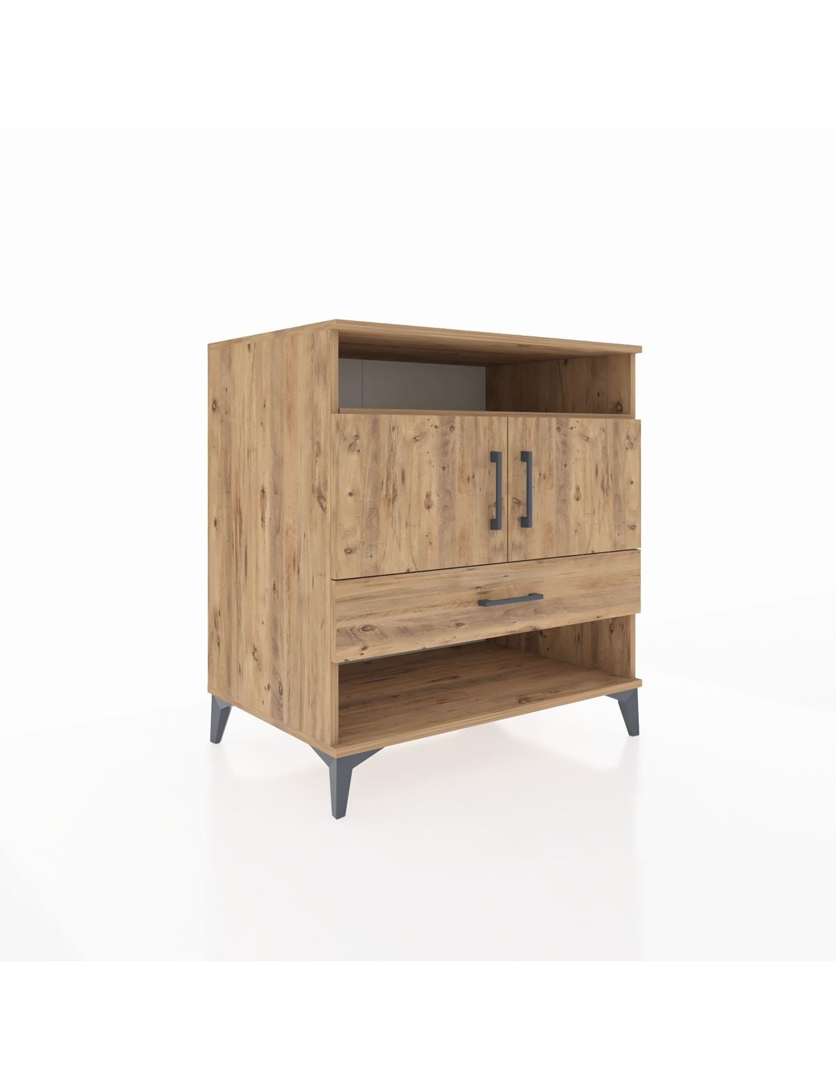 Kronos Şifonyer 3 Raflı Tek Çekmeceli 2 Kapaklı 88x59x96 Çam-Çam