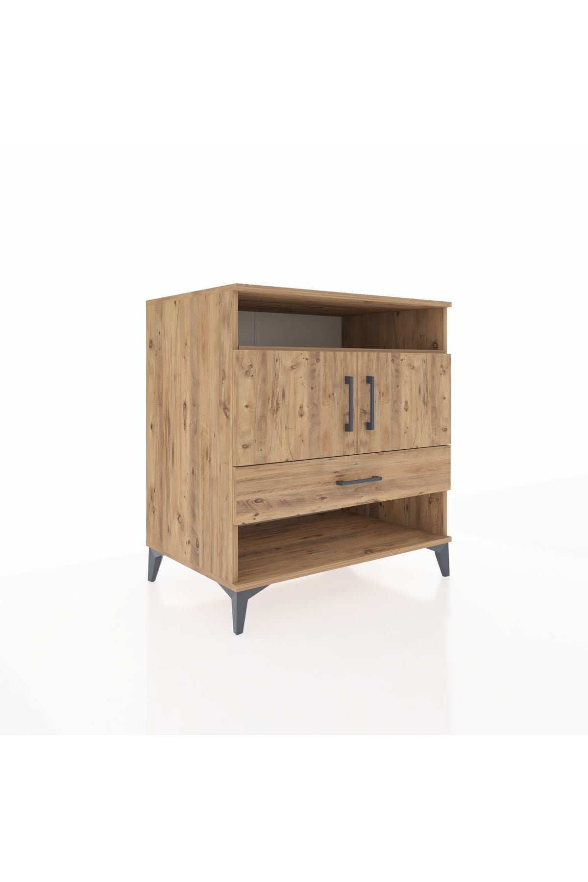 Kronos Şifonyer 3 Raflı Tek Çekmeceli 2 Kapaklı 88x59x96 Çam-Çam