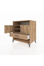 Kronos Şifonyer 3 Raflı Tek Çekmeceli 2 Kapaklı 88x59x96 Çam-Çam