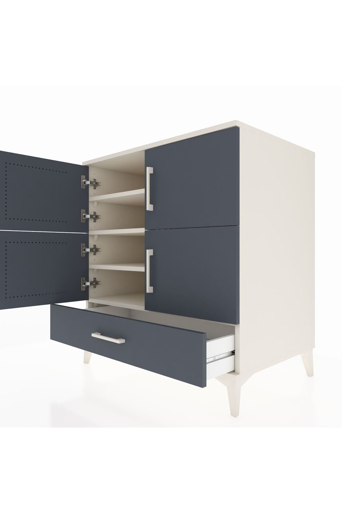 Kronos Şifonyer 4 Raflı Tek Çekmeceli 4 Kapaklı 88x59x96 Aytaşı-Antrasit