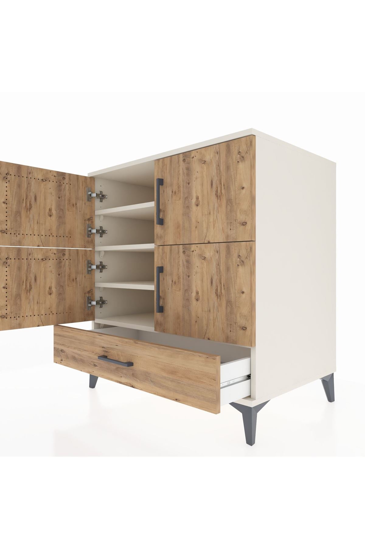 Kronos Şifonyer 4 Raflı Tek Çekmeceli 4 Kapaklı 88x59x96 Aytaşı-Çam