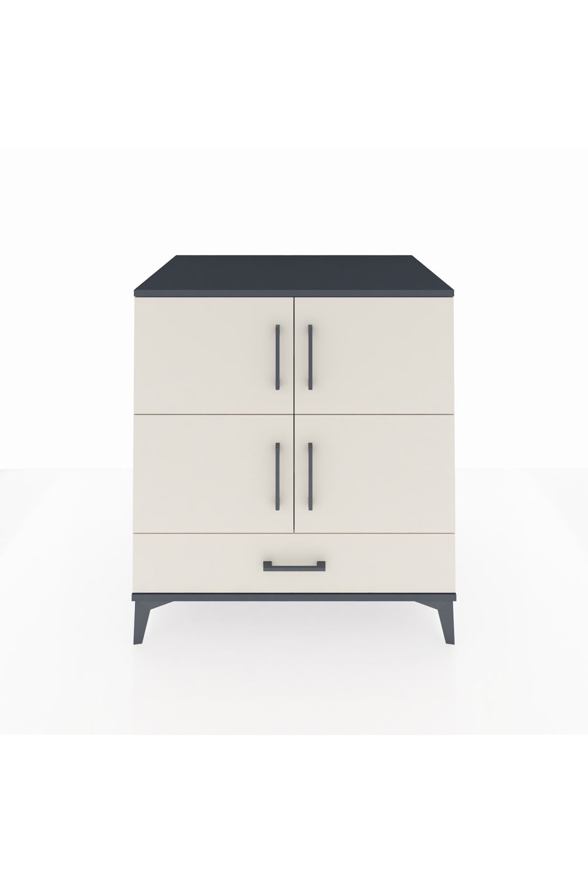 Kronos Şifonyer 4 Raflı Tek Çekmeceli 4 Kapaklı 88x59x96 Antrasit-Aytaşı