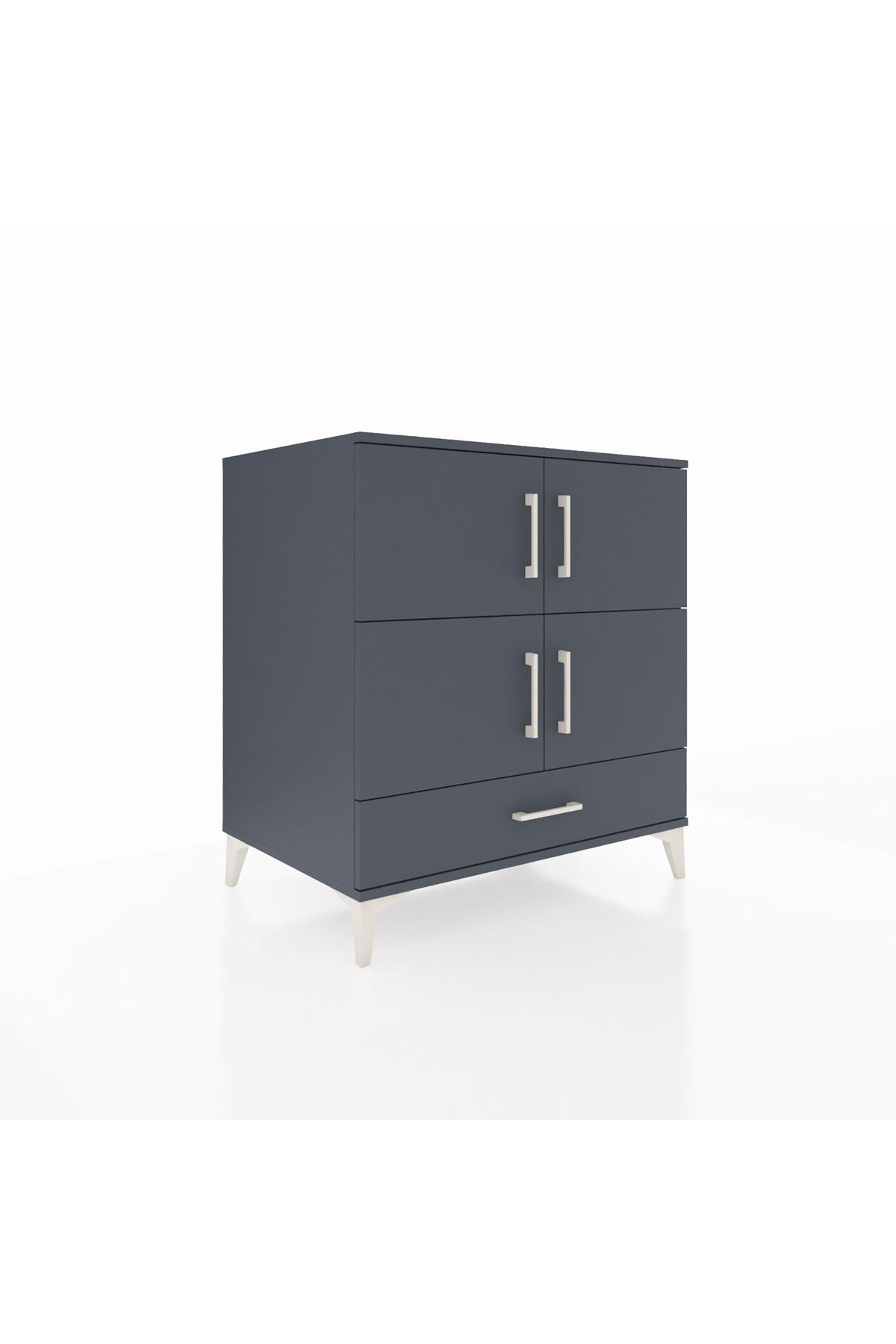 Kronos Şifonyer 4 Raflı Tek Çekmeceli 4 Kapaklı 88x59x96 Antrasit-Antrasit