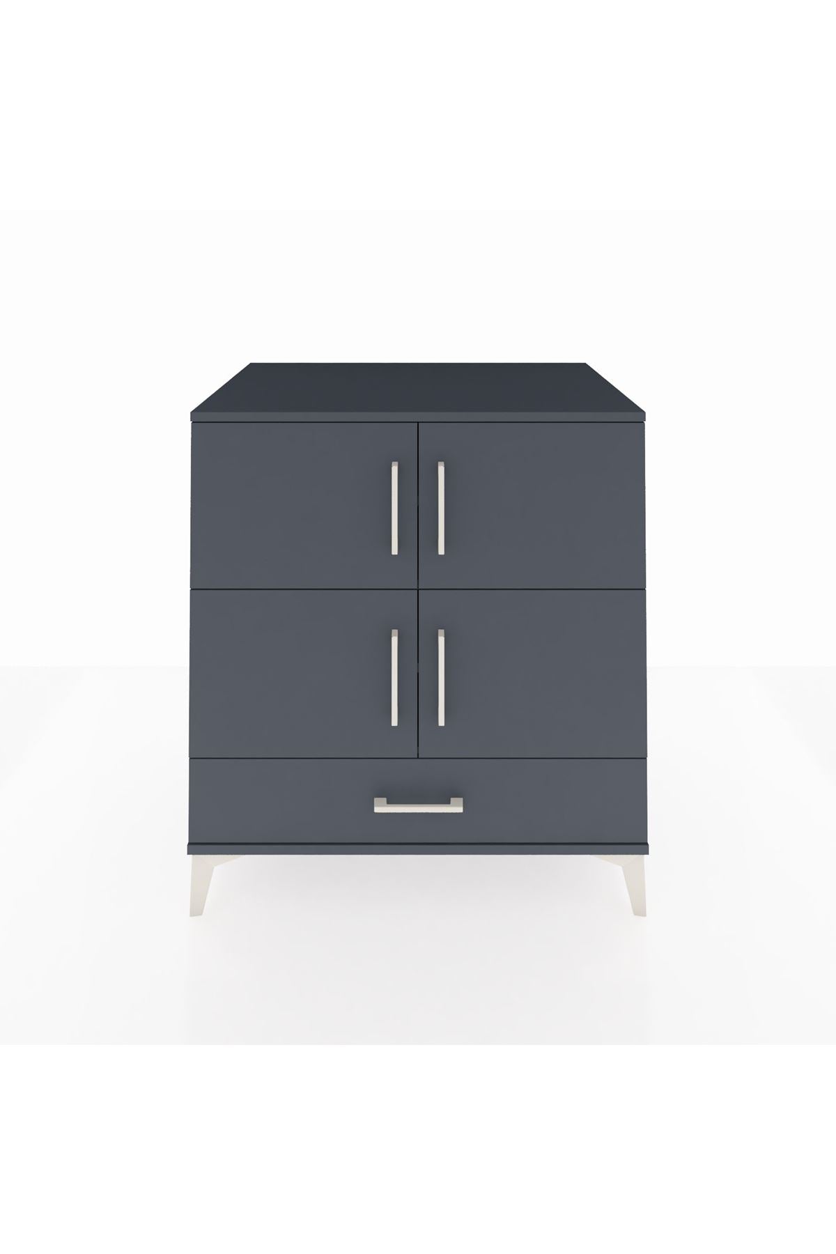 Kronos Şifonyer 4 Raflı Tek Çekmeceli 4 Kapaklı 88x59x96 Antrasit-Antrasit