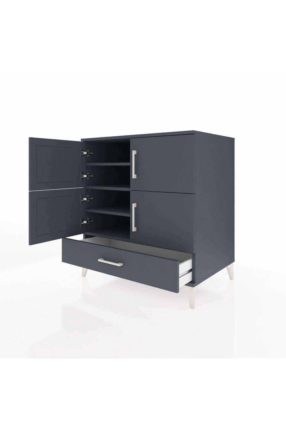 Kronos Şifonyer 4 Raflı Tek Çekmeceli 4 Kapaklı 88x59x96 Antrasit-Antrasit