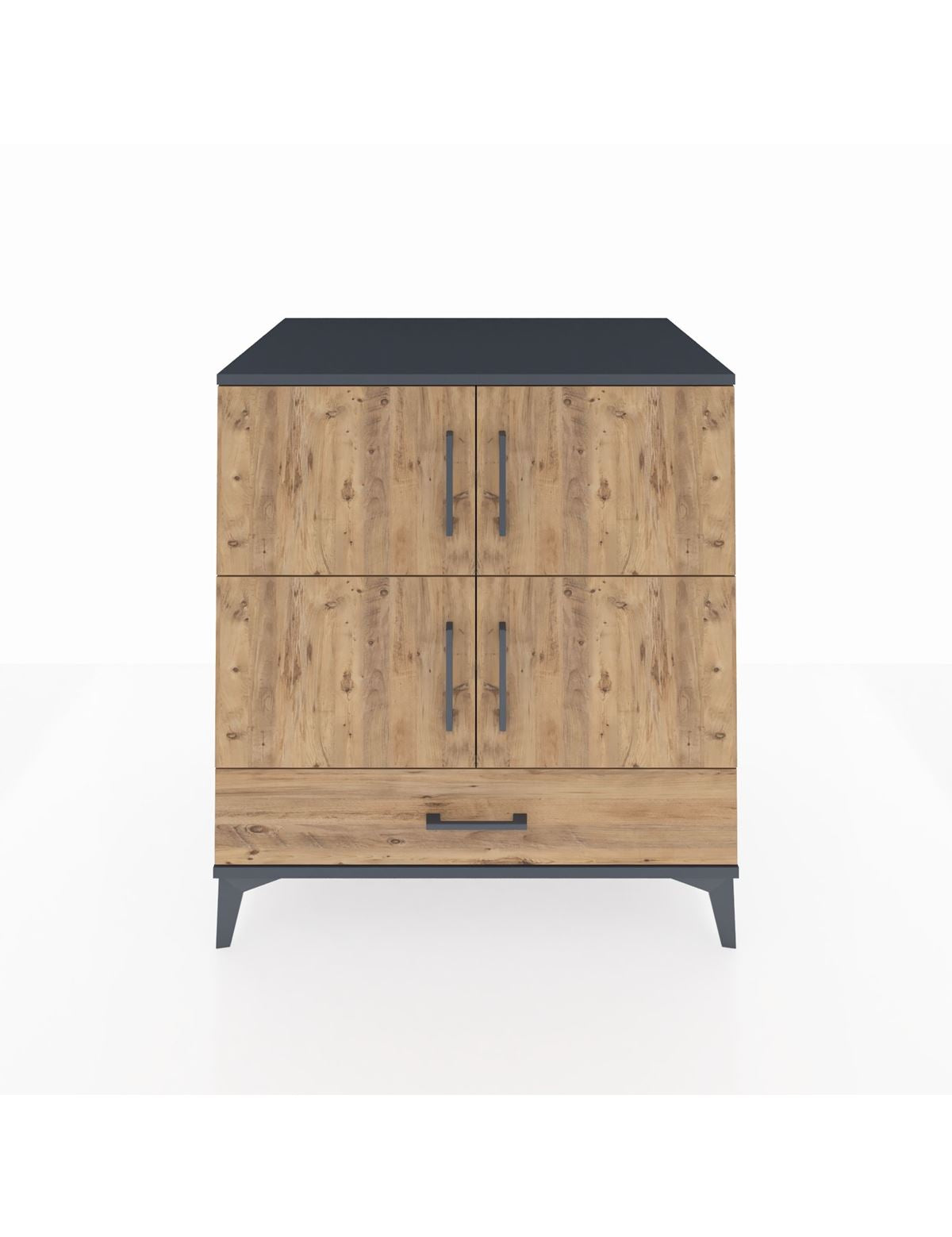 Kronos Şifonyer 4 Raflı Tek Çekmeceli 4 Kapaklı 88x59x96 Antrasit-Çam