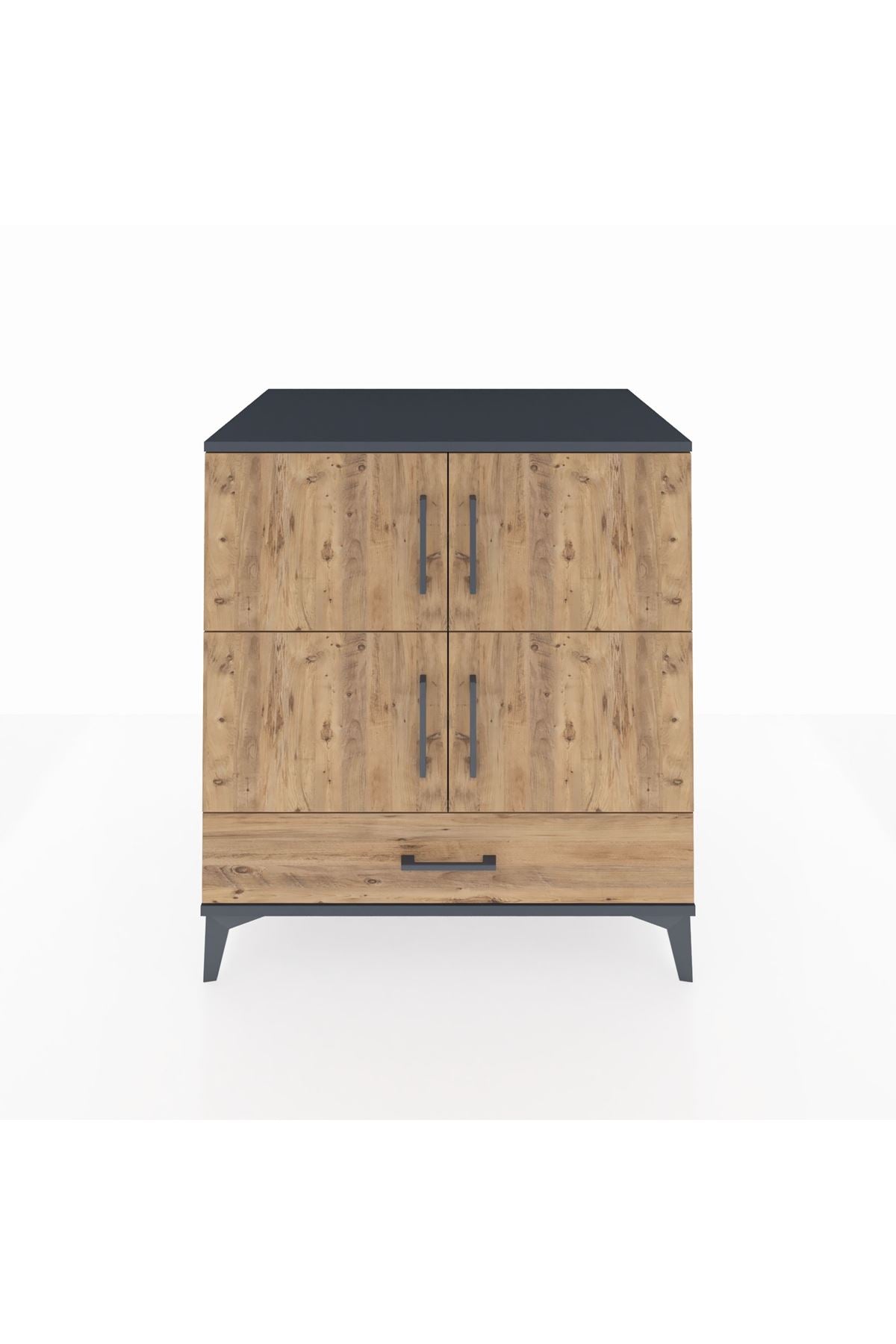 Kronos Şifonyer 4 Raflı Tek Çekmeceli 4 Kapaklı 88x59x96 Antrasit-Çam