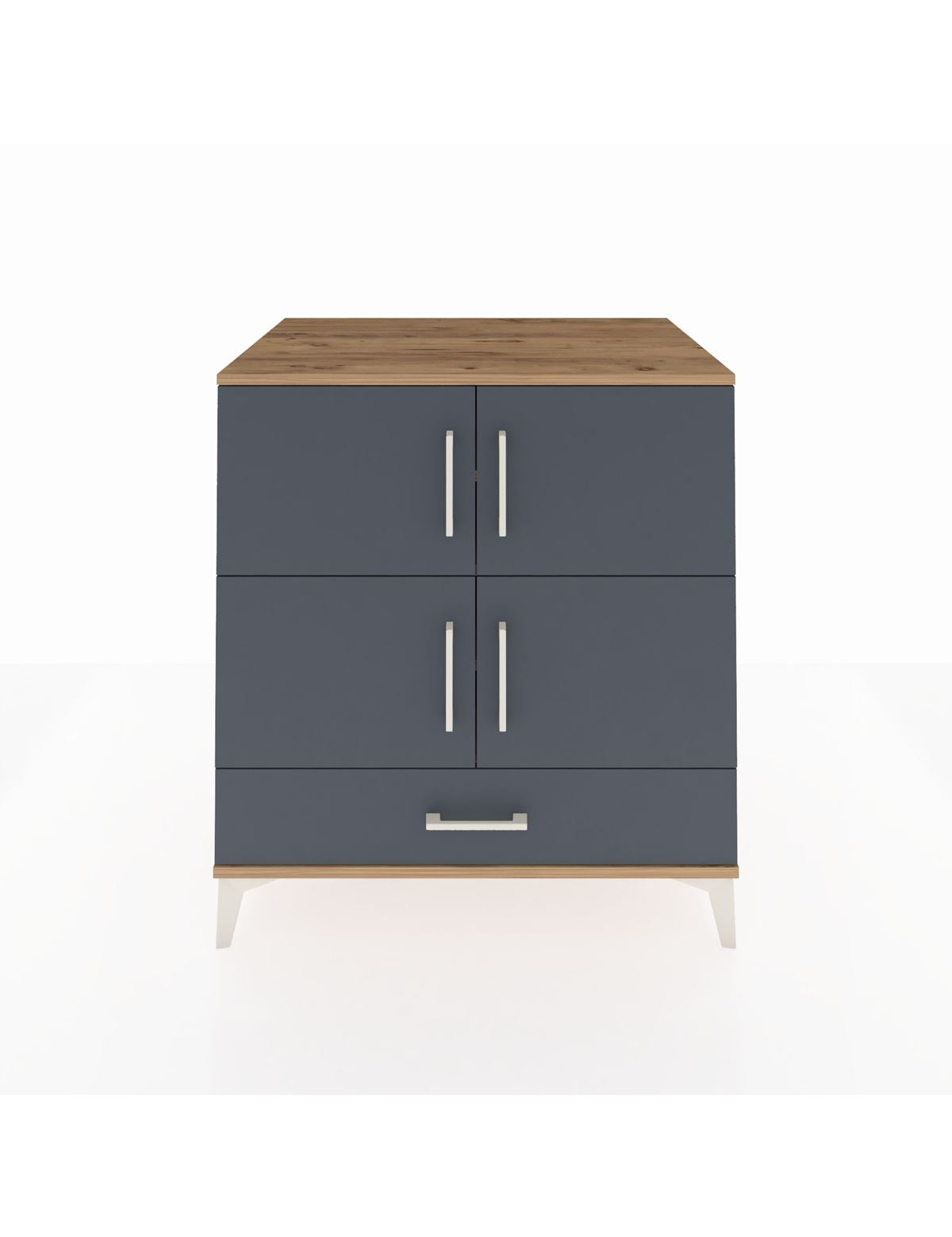 Kronos Şifonyer 4 Raflı Tek Çekmeceli 4 Kapaklı 88x59x96 Çam-Antrasit