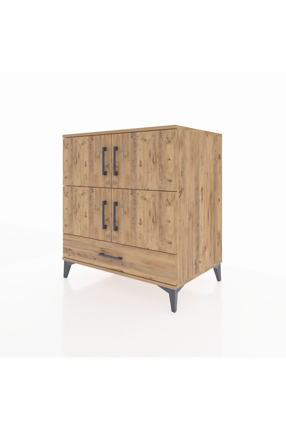 Kronos Şifonyer 4 Raflı Tek Çekmeceli 4 Kapaklı 88x59x96 Çam-Çam