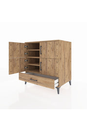 Kronos Şifonyer 4 Raflı Tek Çekmeceli 4 Kapaklı 88x59x96 Çam-Çam