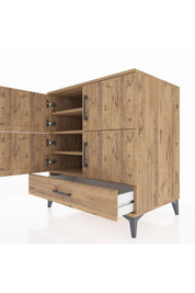 Kronos Şifonyer 4 Raflı Tek Çekmeceli 4 Kapaklı 88x59x96 Çam-Çam