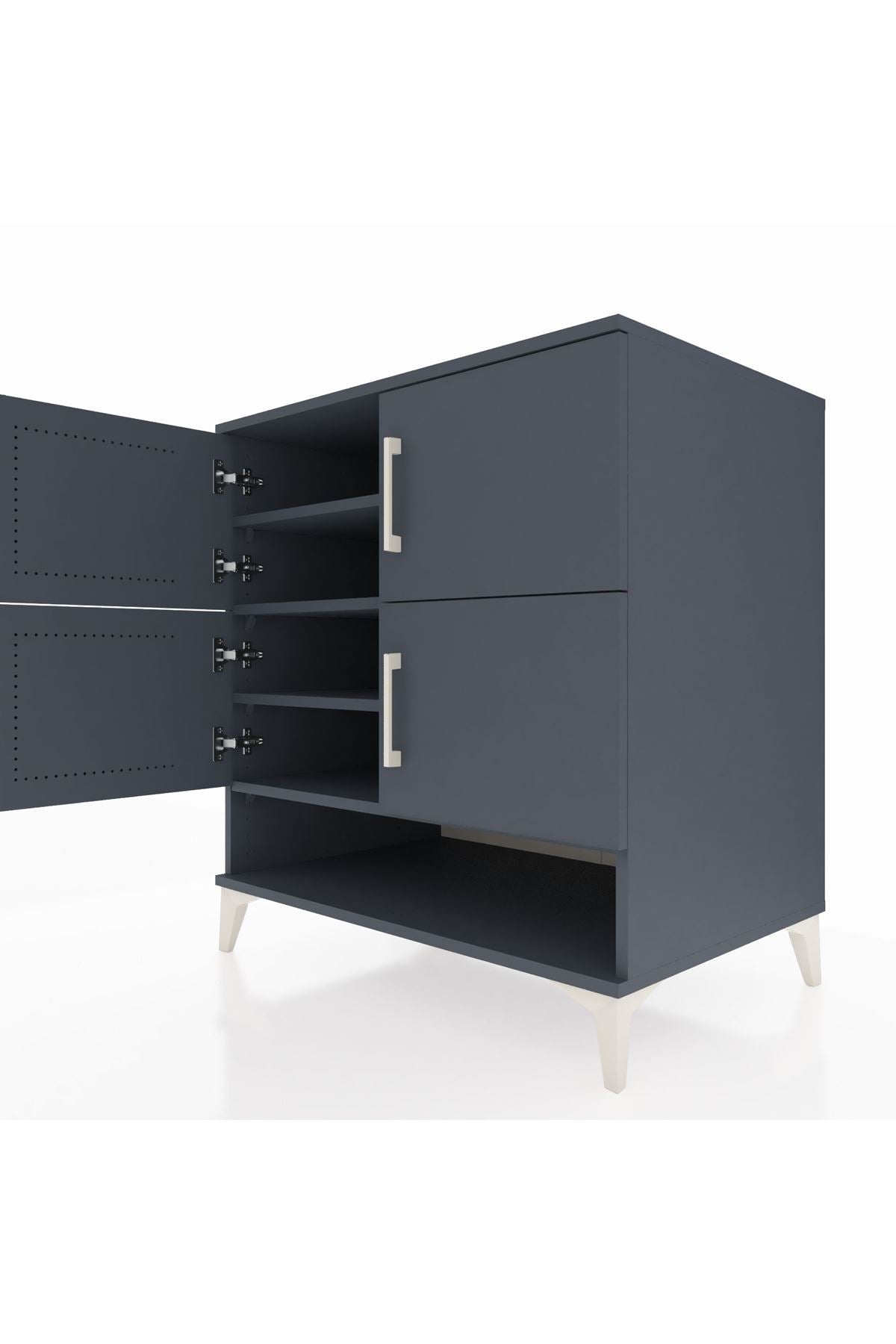 Kronos Şifonyer 4 Raflı 4 Kapaklı 88x59x96 Antrasit-Antrasit