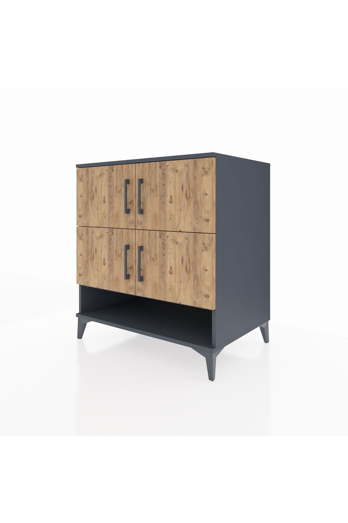 Kronos Şifonyer 4 Raflı 4 Kapaklı 88x59x96 Antrasit-Çam