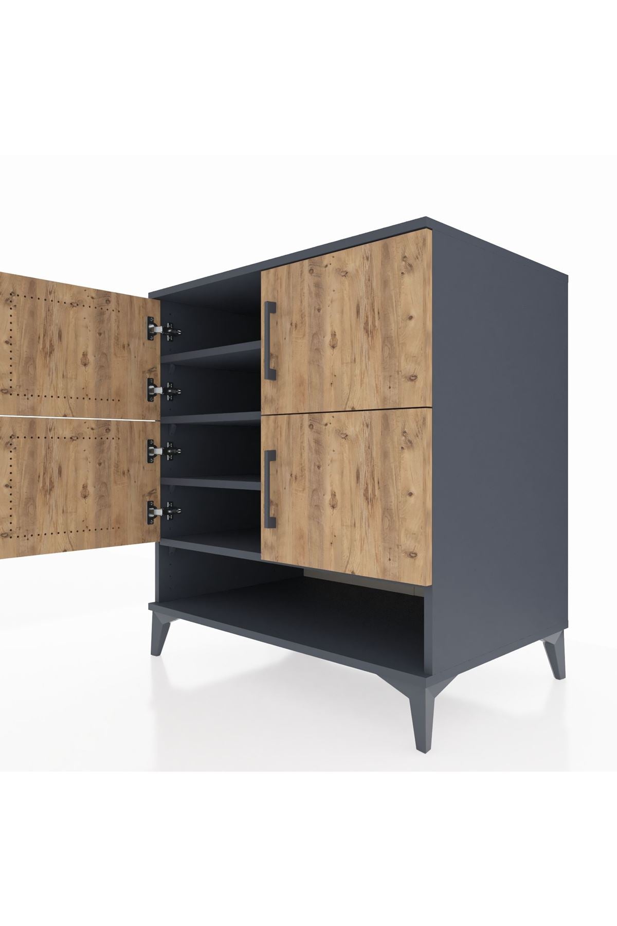 Kronos Şifonyer 4 Raflı 4 Kapaklı 88x59x96 Antrasit-Çam