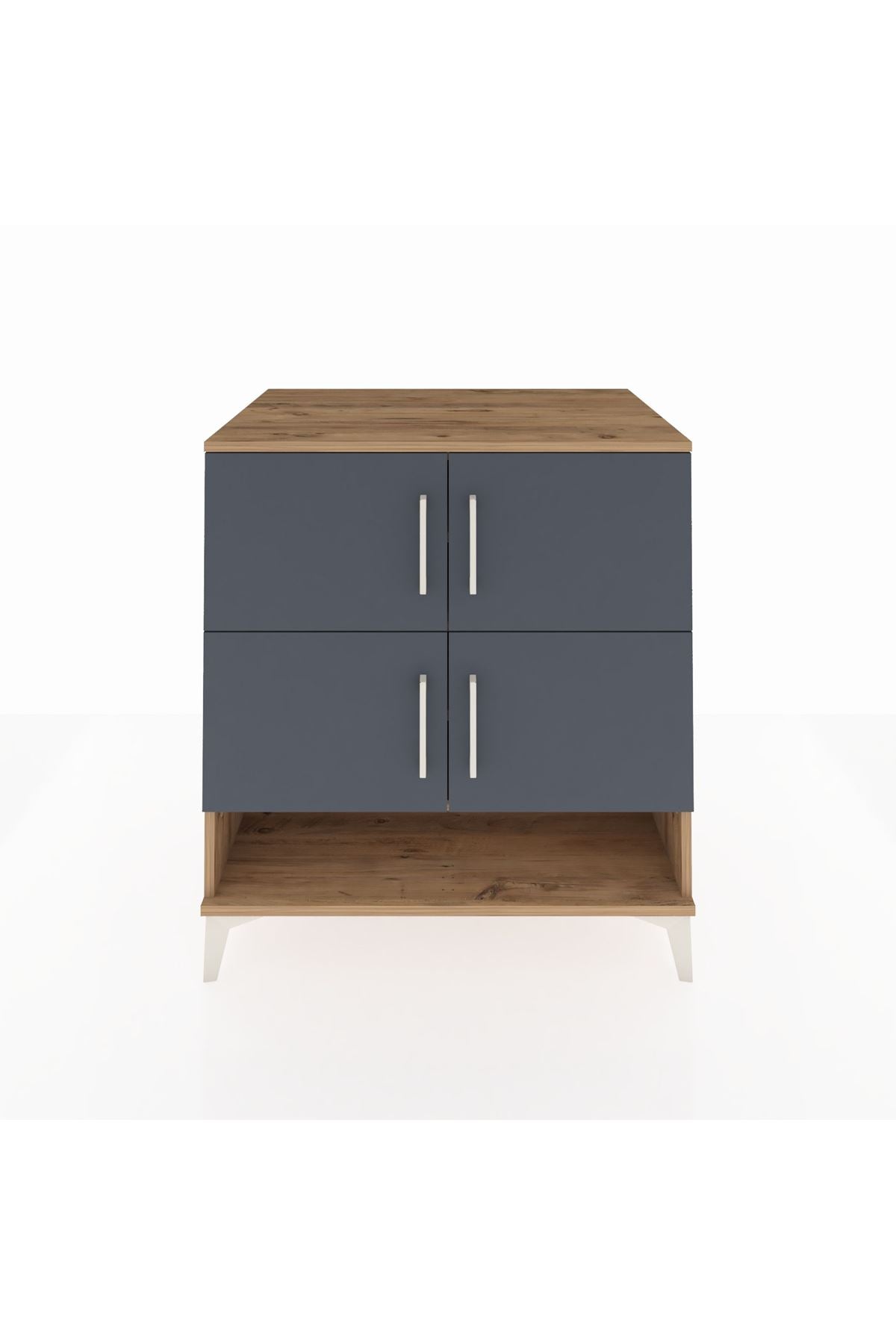 Kronos Şifonyer 4 Raflı 4 Kapaklı 88x59x96 Çam-Antrasit