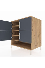 Kronos Şifonyer 4 Raflı 4 Kapaklı 88x59x96 Çam-Antrasit