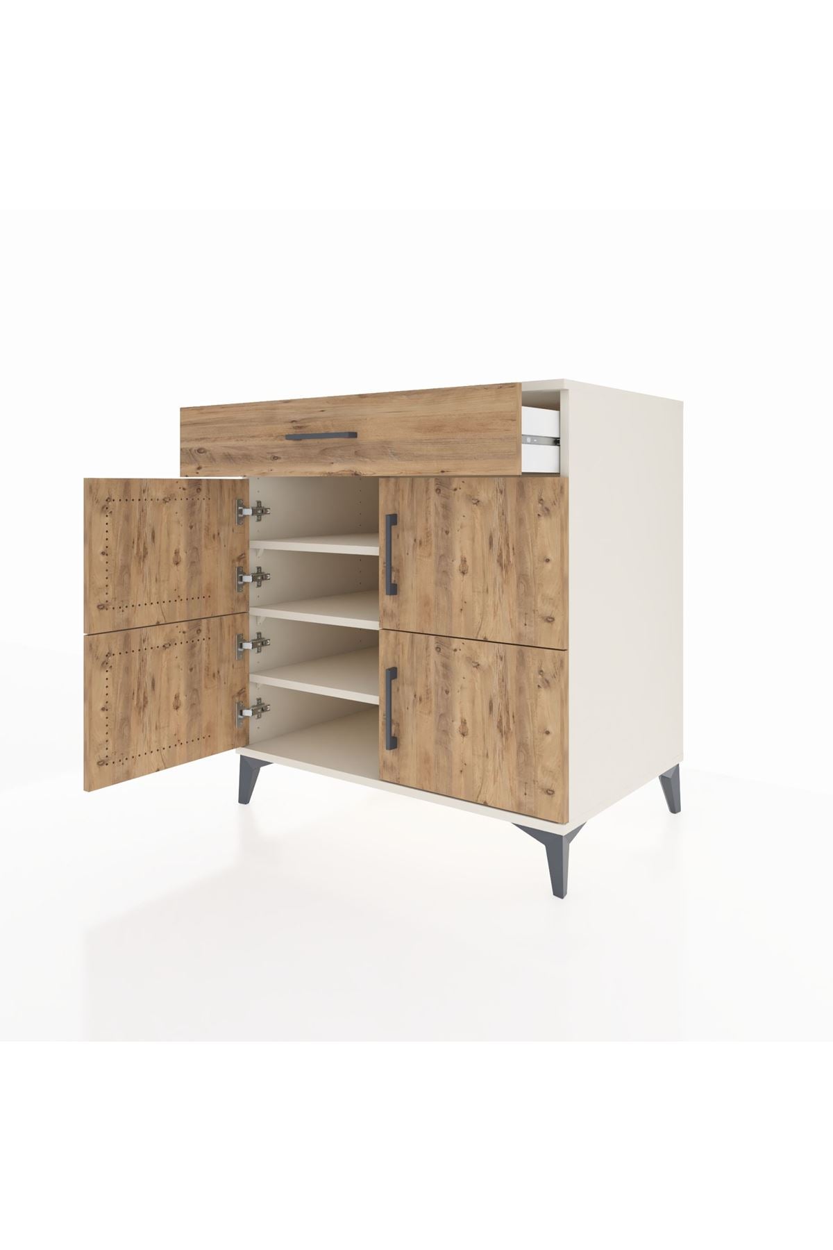 Kronos Şifonyer 3 Raflı Tek Çekmeceli 4 Kapaklı 88x59x96 Aytaşı-Çam