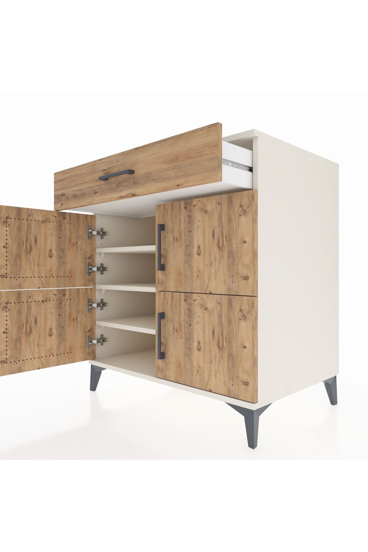 Kronos Şifonyer 3 Raflı Tek Çekmeceli 4 Kapaklı 88x59x96 Aytaşı-Çam