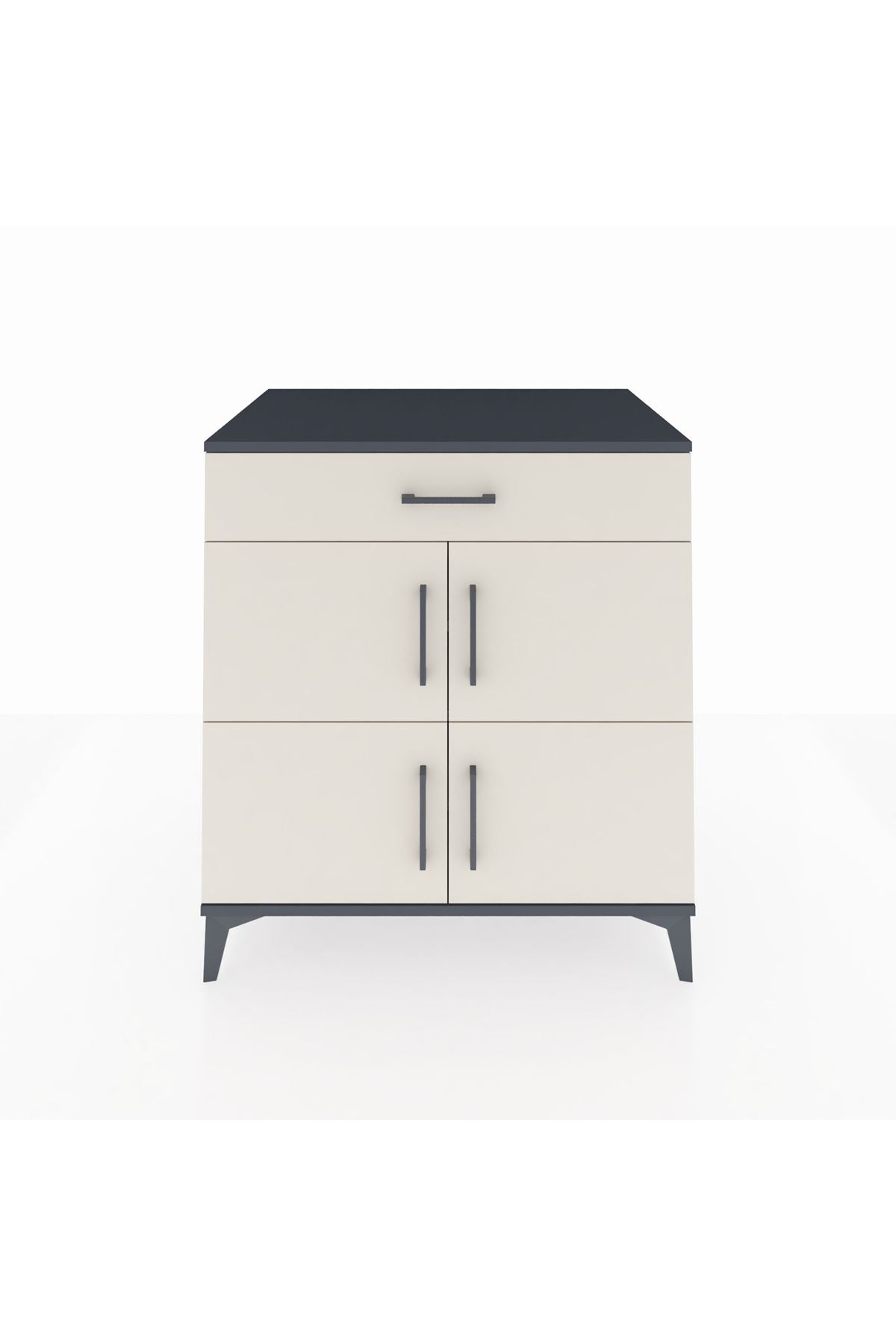 Kronos Şifonyer 3 Raflı Tek Çekmeceli 4 Kapaklı 88x59x96 Antrasit-Aytaşı