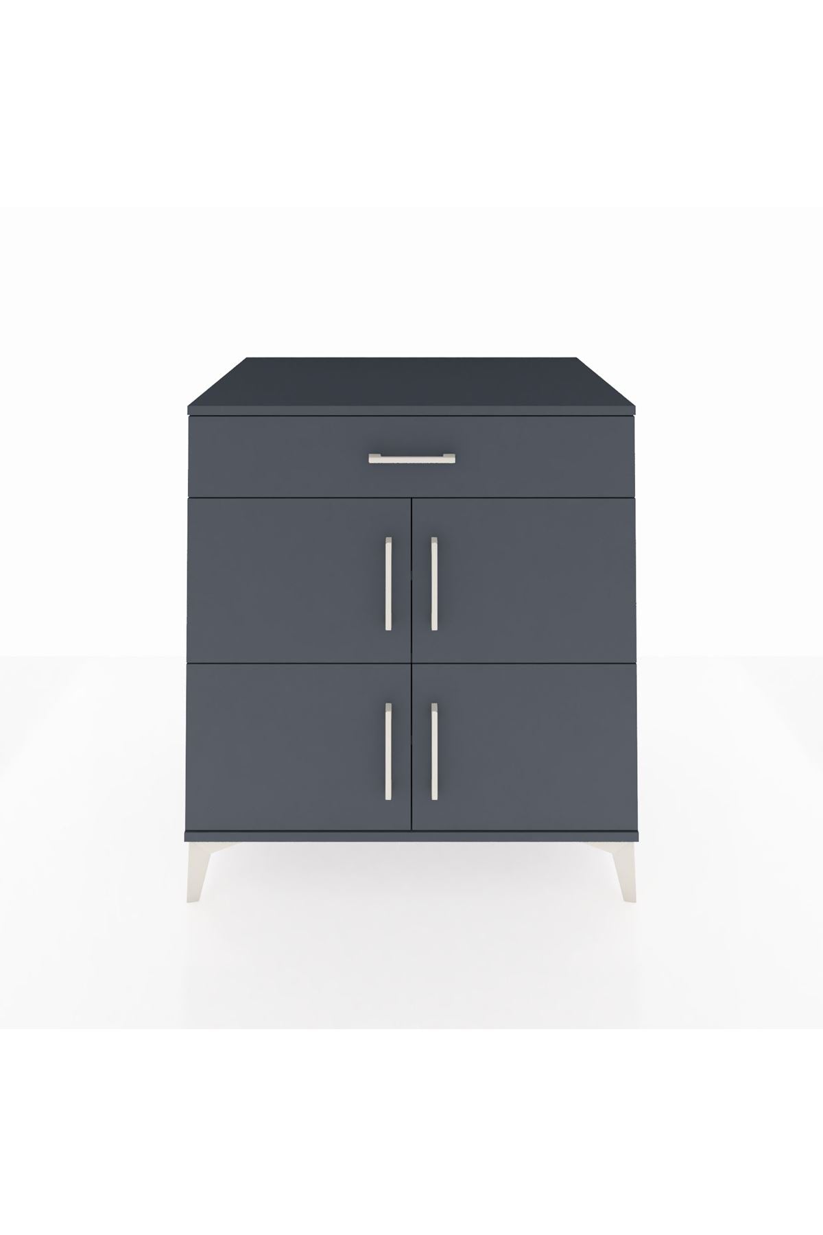 Kronos Şifonyer 3 Raflı Tek Çekmeceli 4 Kapaklı 88x59x96 Antrasit-Antrasit